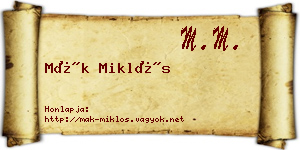 Mák Miklós névjegykártya
