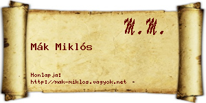 Mák Miklós névjegykártya